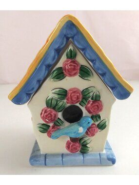 Elements Ceramic Bird House Candleholder With Candle 6" x 3.75"